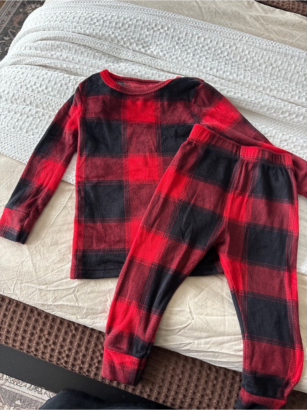 Cat & Jack Red and Black Buffalo Plaid Kids Pajama Set